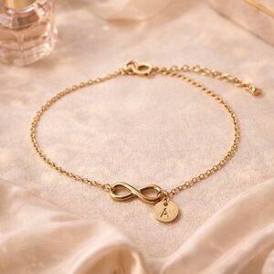 Gold Infinity Charm Bracelet Adjustable